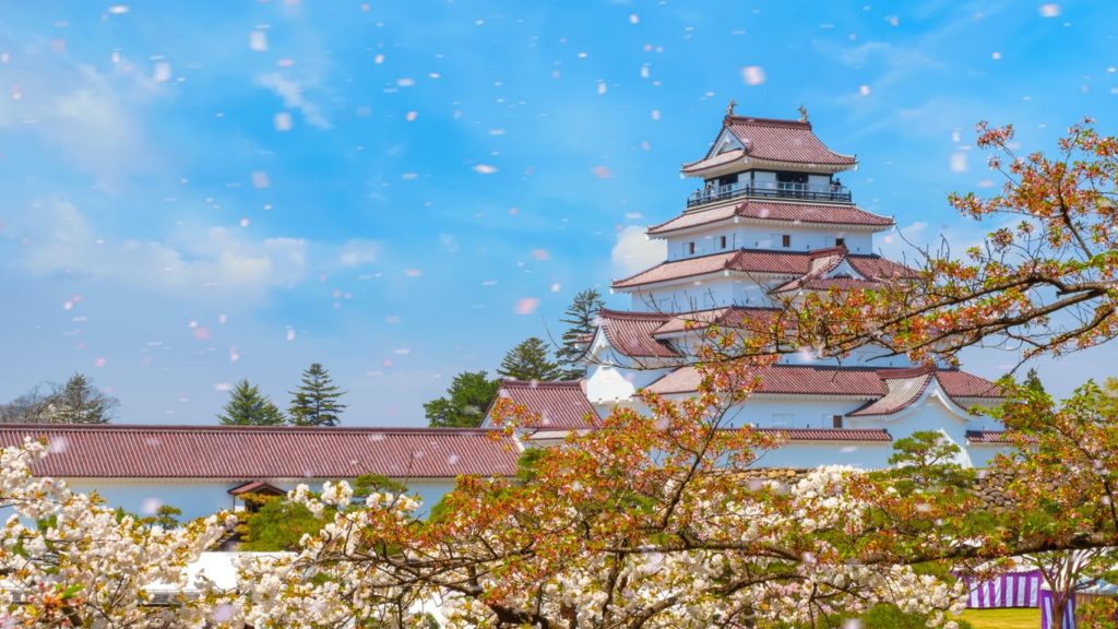 Aizu-Wakamatsu Castle in Fukushima, Japan.