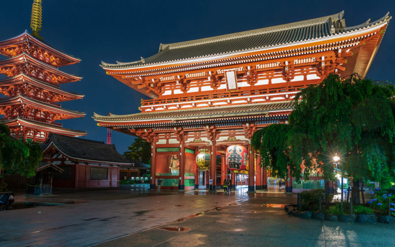 Senso-ji temple in Tokyo at night