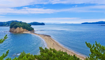 Shodoshima Angel Road in Kagawa Prefecture Japan