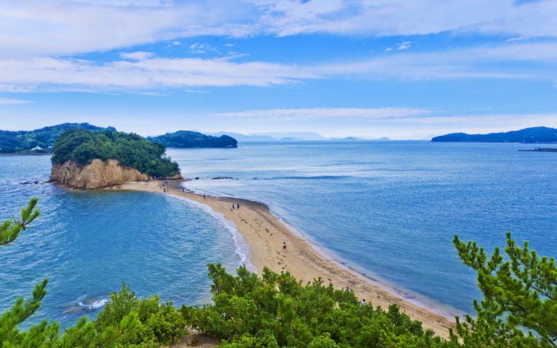 Shodoshima Angel Road in Kagawa Prefecture Japan