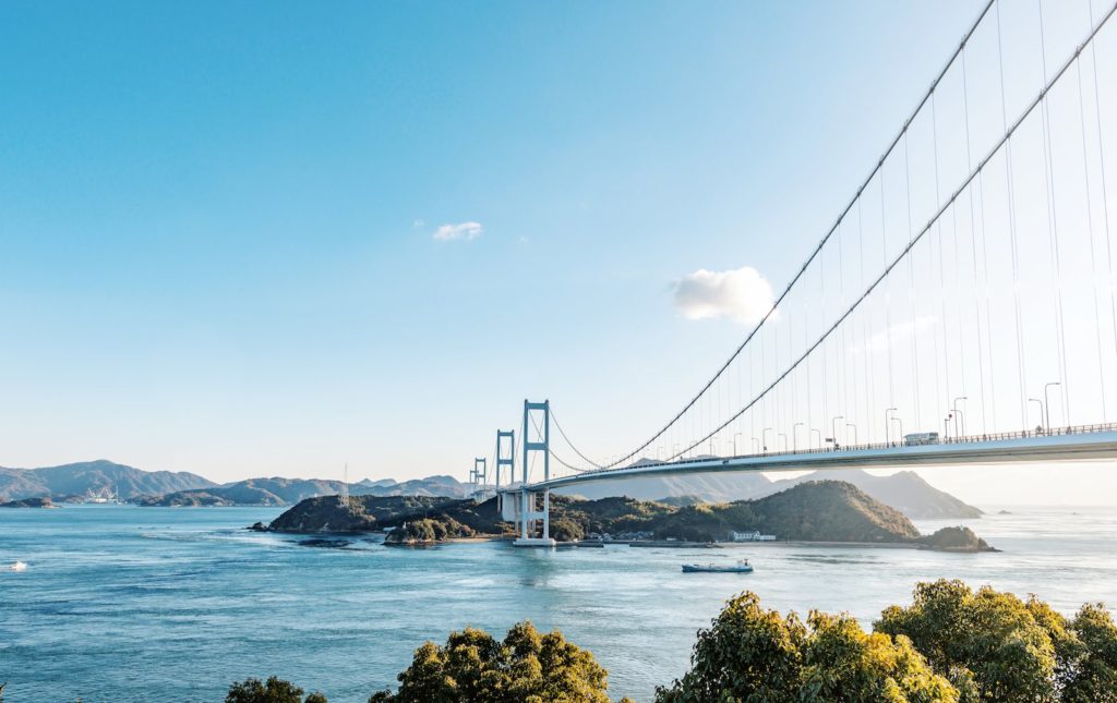 OnomichiKurushima kaikyo bridge in Ehime, Japan.