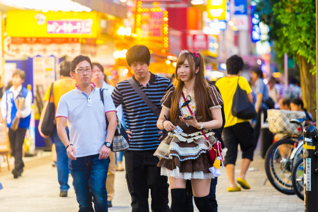 A maid in Akihabara, Japan.