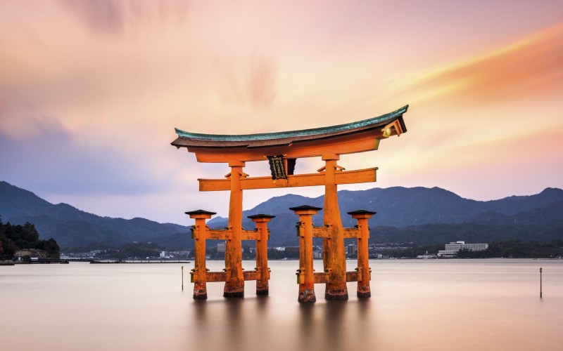 Itsuskushima Shrine Miyajima Gate in Japan