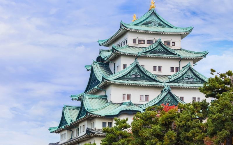 Nagoya, Japan - November 21 2013: Nagoya Castle was built by Ieyasu Tokugawa between 1610 - 1612, burnt down in WWII and reconstructed in 1957