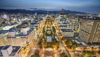 Sapporo, Japan downtown city skyline at Odori Park.