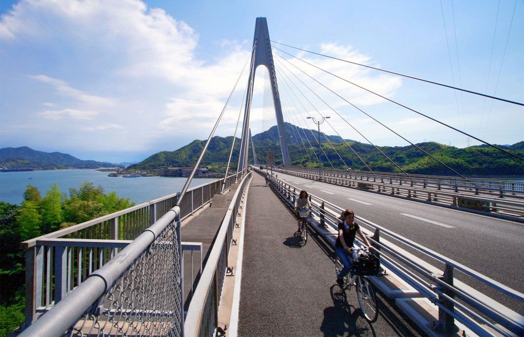 Kurushima kaikyo bridge in Ehime, Japan.