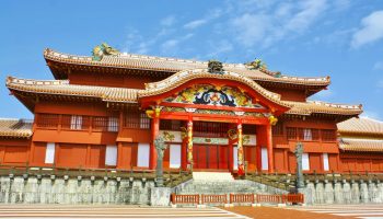 The Shuri Castle in Okinawa, Japan was a capital of Ryukyu kingdom.