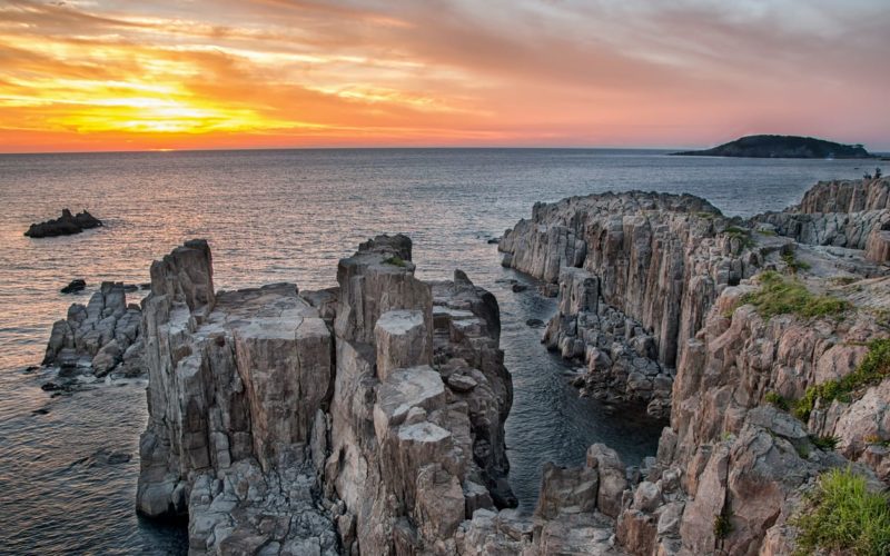 The Tojinbo Cliffs in Fukui, Japan.