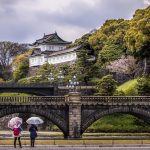 Two ladies in front of the Imperial Palace, Tokyo